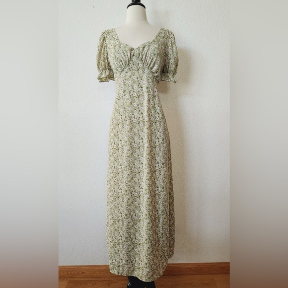 NWT Floral Tie-Back Maxi Dress – Green – Size Large - Picture 3 of 3